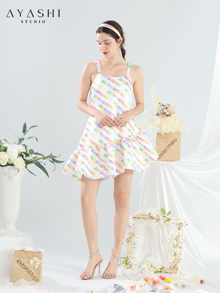 Asymmetric Letter Print dress