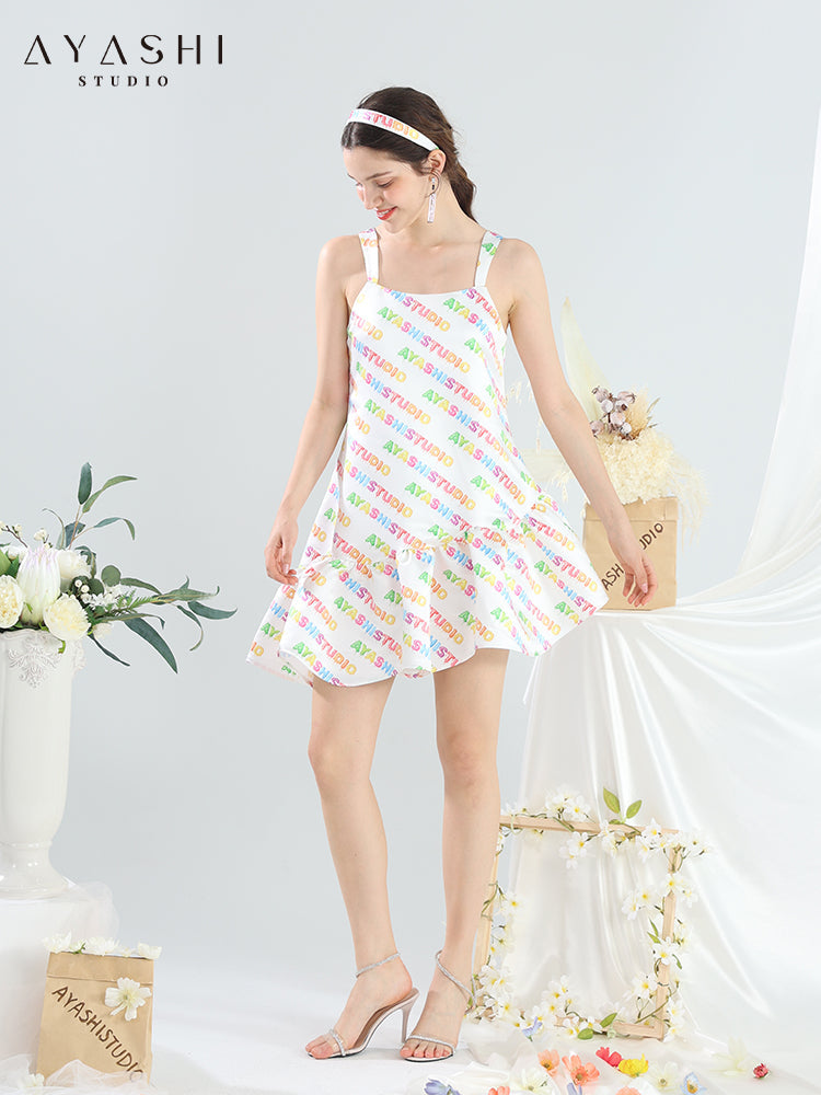 Asymmetric Letter Print dress