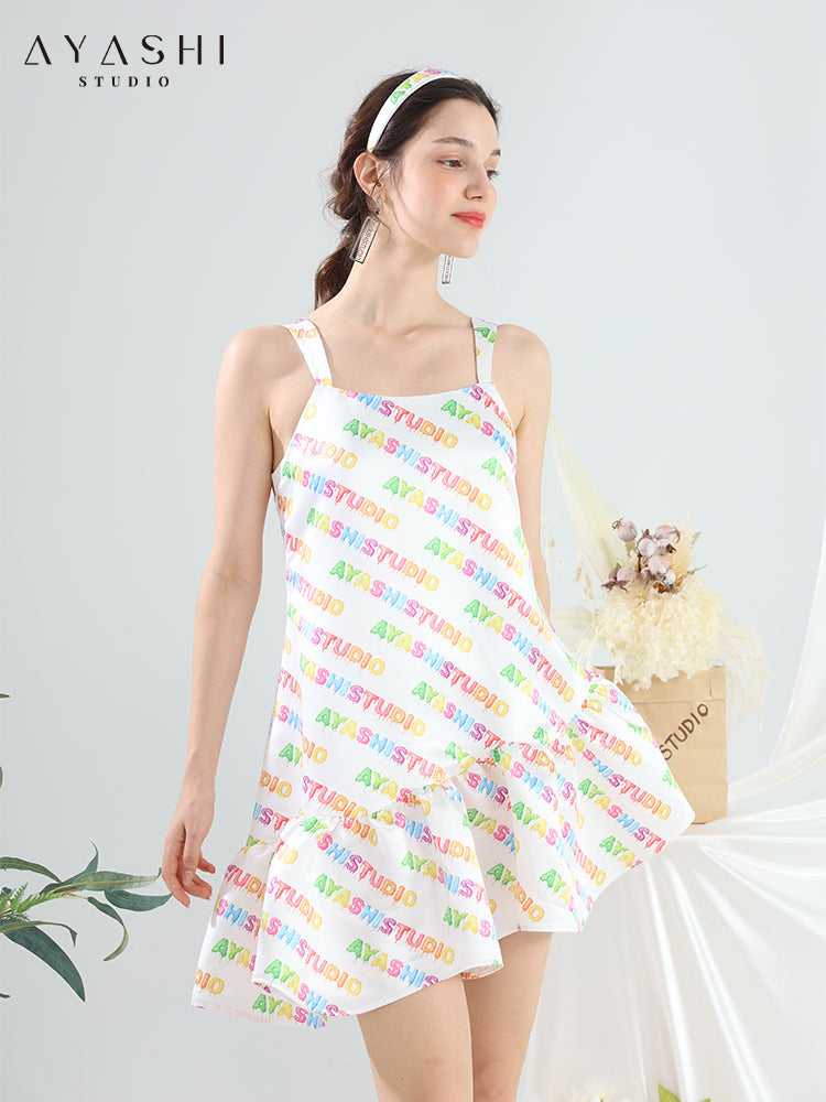 Asymmetric Letter Print dress