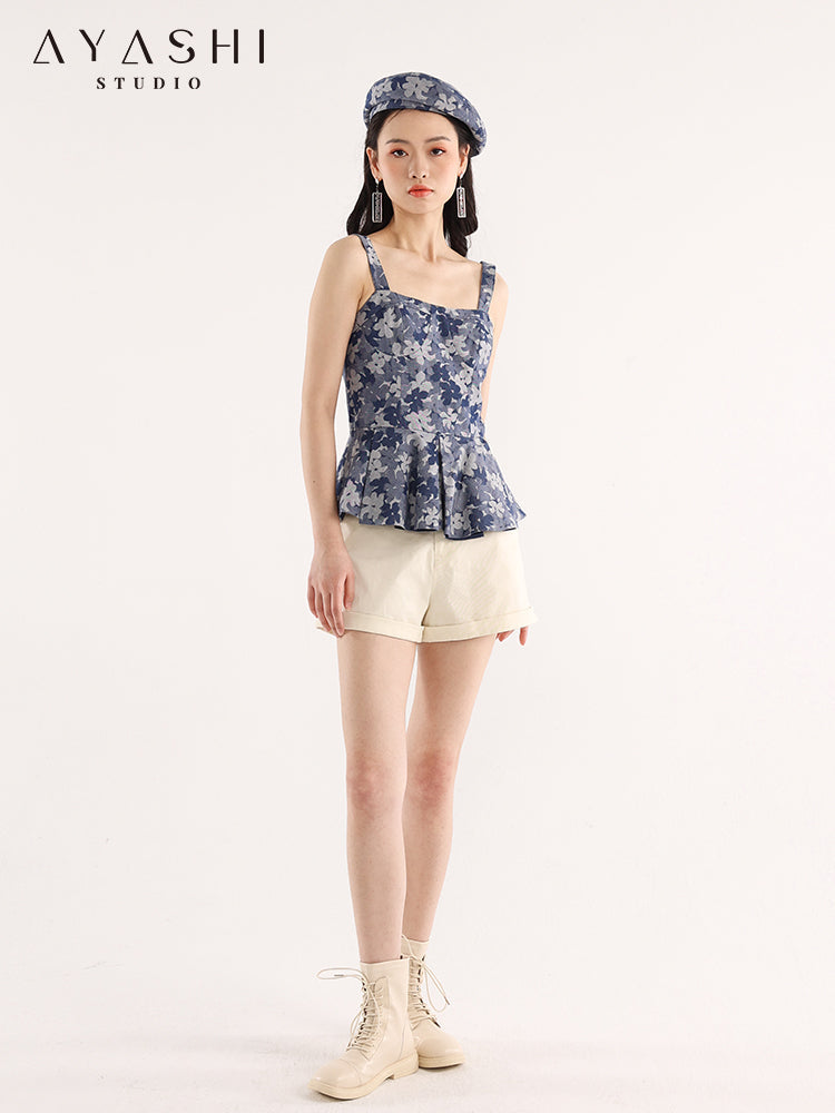 Blue Floral Jacquard Top